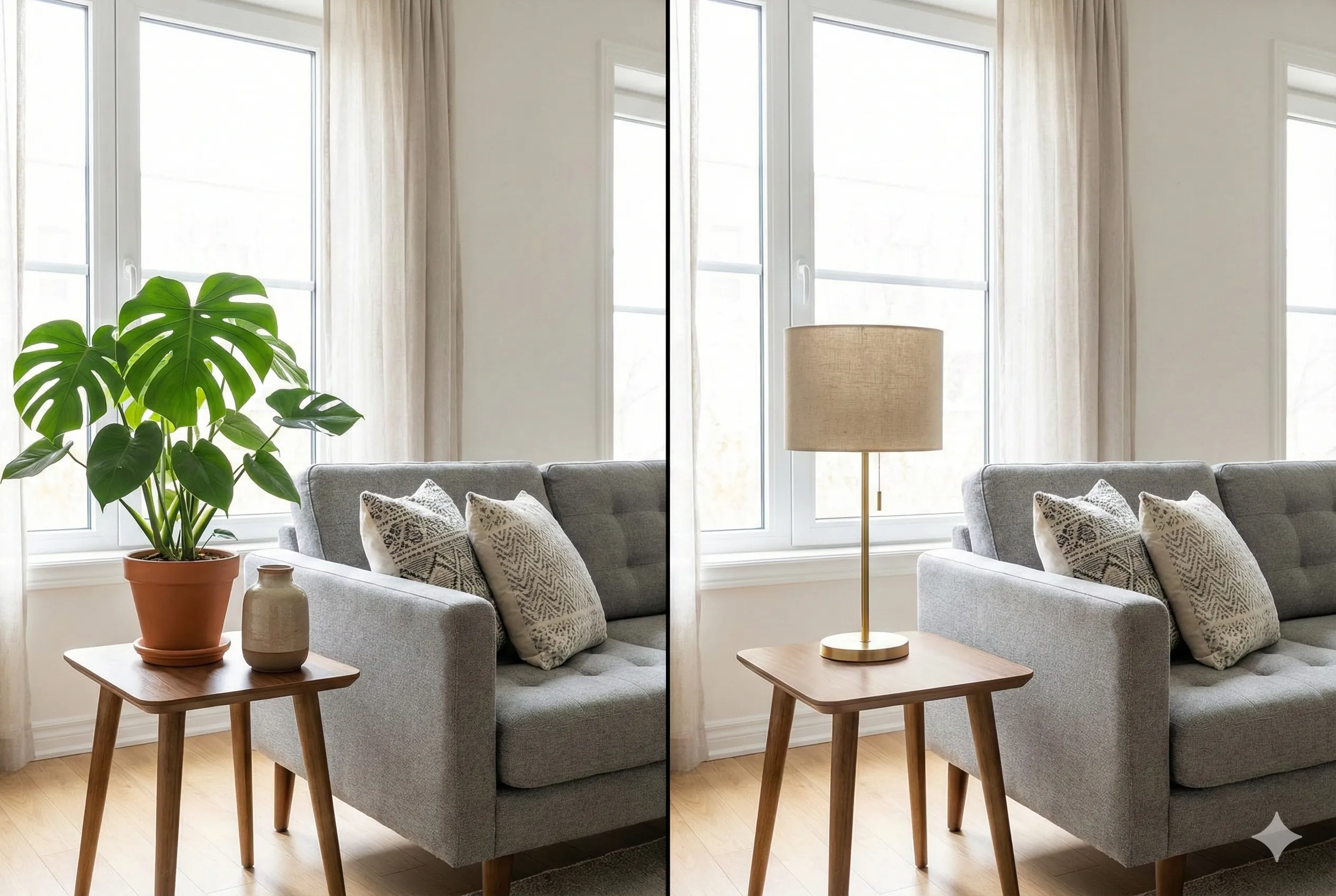 Remove and replace objects in a photo—before and after with text. AI image editor.