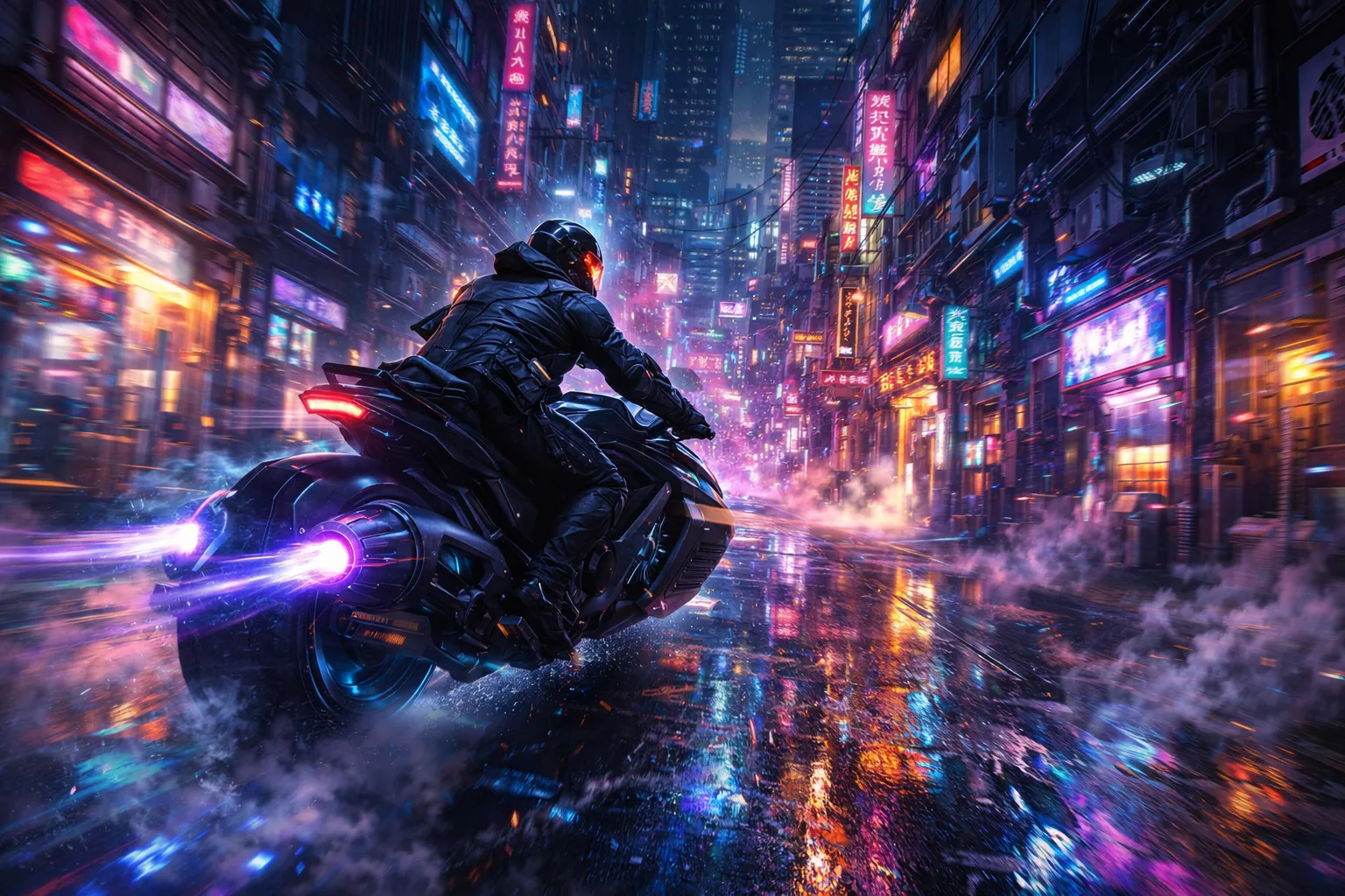 Cyberpunk rider scene